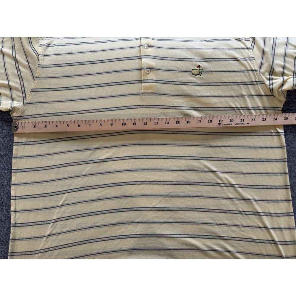 Masters Collection Mens XL Yellow Stripe Golf Polo Shirt Mercerized Cotton - Picture 4 of 4